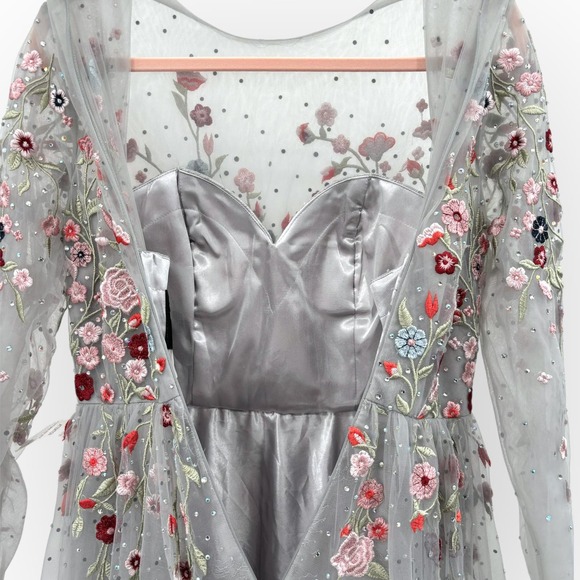 Mac Duggal Embroidered Illusion High Neck Long Sleeve A-line Gown NEW‎ $798 [6] - Picture 15 of 16